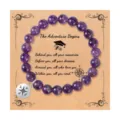 Pulsera de cuentas de amatista natural con dije de brújula regalo de graduación mujer - Colgante de Brújula de Acero Inoxidable / Ágata Morada