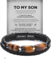 Men multi-layer leather bracelet with tiger eye stone and stainless steel magnetic clasp gift - Tiger Eye Square - Son-7