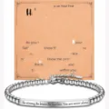 Stainless steel beaded bracelet with engraved bar and motivational card for women gift. - Holy-1