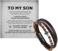 Mens multi-layer leather bracelet with tiger eye stone, stainless steel cross and magnetic clasp. - Yellow Tiger Eye Cross - 8