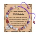 Handmade imperial jasper beaded bracelet with birthday card for 40th birthday gift. - 30th Birthday & 8mm Imperial Jasper