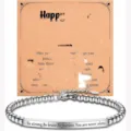 Stainless steel beaded bracelet with engraved bar adjustable women fashion jewelry gift item - Happy-4