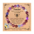 Pulsera de cuentas para profesor con dije de abeja lindo y tarjeta de felicitación. - Dije De Abeja / Piedra del Emperador