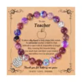 Pulsera de cuentas de piedra natural para profesor con dije de manzana de estrás regalo de graduación. - Colgante de Manzana / Piedra del Emperador