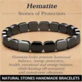 Natural hematite magnetic square stone bracelet for health and energy protection daily wear - Square Magnetic Hematite Bracelet