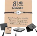 8th Grade Graduation Compass Braided Bracelet Gift with Greeting Card and Box for Students - Stainless Steel Bracelet & Graduation Cap Box - 5