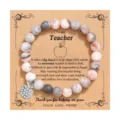 Pulsera de cuentas de piedra natural regalo agradecimiento profesora mujer joyas - Colgante de Manzana / Piedra Cebra Rosa