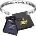 Graduation cuff bracelet with gift box and 2025 charm for students and teachers - Stainless Steel Bracelet + Graduation Cap Box-7