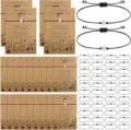 Wish bracelets bulk set with kraft paper cards, adjustable black string braided bracelets for women. - Flower - 1-Piece Set