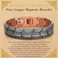 Pure copper magnetic bracelet with gunmetal exterior finish and therapeutic magnets. - Double Row Pure Copper Magnetic Bracelet