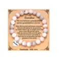 Grandma beaded bracelet with heart charm, thoughtful Mother's Day gift for grandmother. - Pink Zebra Jasper with Grandma Card