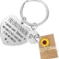Edelstahl Herz graviert Freundschaft Schlüsselanhänger mit Geschenkkarte und kleinen Händen. - Geschenkset / Stahlfarben