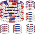 Set di braccialetti di perline del Giorno dell'Indipendenza USA, argilla e perline - 250° anniversario USA - Set da 6 pezzi / Rosso Bianco Blu