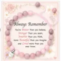 Handmade beaded bracelet with heart pendant and inspirational quote card for women birthday gift. - Pink Zebra Jasper Heart Woven Bracelet