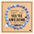 Handmade beaded bracelet featuring inspirational card and stainless steel heart pendant SKU - Imperial Jasper + AWESOME Card