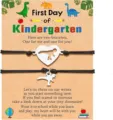 Back to school dinosaur couple braided bracelets set with cute greeting card for kids. - Kindergarten-17
