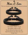 Black braided couple distance bracelets with emotional mother son greeting card for gifts - Mom & Son-20