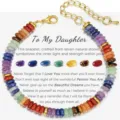 Colorful natural stone bead bracelet for daughter with message card and gold accents. - Colorful Abacus Bead Bracelet + Card 2
