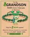 Boys Dinosaur Woven Bracelet Cute Green Cartoon Charm Gift Card for Kids Birthday - To My Grandson - 37