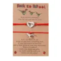 Back to school dinosaur couple bracelet gift set, matching stainless steel red string bracelets. - 40
