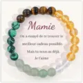 Mother's day gemstone beaded bracelet gift for grandmother with loving card design - Yellow Green