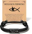 Edler Edelstahl Paracord Armband mit Fisch Symbol und Firmungskarte als religiöses Geschenk. - Armband Mit Karte / Schwarz