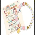 Handmade beaded bracelet with card, pink pearls and cute pendant for kids back to school - Gold Angel