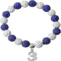 Close-up detail of the rhinestone clay beads and number pendant on the stylish bracelet. - Number 3 - 16