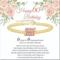 Detailed view of the elegant 60th birthday gold bead bracelet with message card. - Gold Beads with Rose Gold Rings - 60th - 13