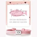 Rosa geflochtenes Armband mit Edelstahl Fisch Anhänger, ideales Kommunion Geschenk für Kinder. - Armband Mit Karte / Rosa