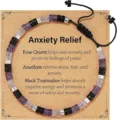 Natural stone beaded anxiety relief bracelet featuring healing crystals and adjustable cord. - Anxiety Relief