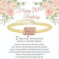 Gold beaded bracelet with seven rings for 70th birthday gift, adjustable chain detail. - Gold Beads & Rose Gold Circles - 70th - 14
