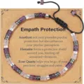 Natural crystal bead bracelet with healing stones and card, adjustable wrap design for women. - Empath Protection Beaded Bracelet