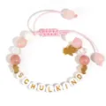Handmade pink braided beaded bracelet with letter charms for kids girls daily wear fashion style - Angel