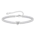 Silver beaded bracelet detail shot showing the heart shaped charm with number 13. - Heart 13th Birthday - 15