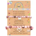 Pink beaded bracelet set for kids with butterfly and heart charms on cute greeting card main - Woven Style / Butterfly 2-Piece Set-2