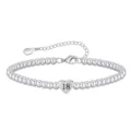 Silver bead bracelet with 18 heart charm adjustable chain birthday gift for women detail - Heart 16th Birthday - 16