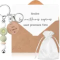 Silikon Perlen Schlüsselanhänger Geschenkset mit Holzanhänger und Grußkarte für beste Freundinnen. - Stil 1