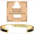 Stainless steel cuff bracelet with inspiring engraved text and motivational message card gift. - Black Gold - Control