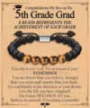 Pulsera de cuentas de graduación para niños, cuentas negras mate con ojo de tigre y acero. - Estilo 14