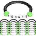 Tennis theme clay beads stackable bracelet set featuring black and green sports design. - 24-Piece Tennis Polymer Clay Set