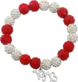 Red white rhinestone beaded charm bracelet with 1913 metal pendant for sorority gift. - Number 2