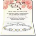 Silver and gold beaded bracelet featuring adjustable chain for 50th birthday gift. - 50th Birthday - 25