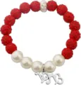 Red rhinestone and white pearl bead bracelet with 1913 charm for women and girls. - Number 3