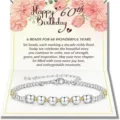 Women 60th birthday silver and gold beaded bracelet with adjustable chain greeting card gift - 60th-26