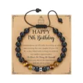 Pulsera de cuentas de ojo de tigre y negro mate con cruz, diseño trenzado ajustable para hombre. - Estilo 4