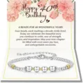 40th birthday bead bracelet with greeting card gift silver chain and gold accent beads - 40th Birthday - 24