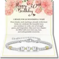 Women 30th birthday silver bead bracelet with greeting card gift adjustable chain jewelry - 30th Birthday - 23