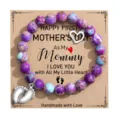 Grazioso Bracciale di Perle Festa della Mamma con Ciondolo Piedini su Cartolina Regalo - Diaspro imperiale e carta Mommy