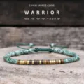 Morse code inspirational adjustable braided beaded bracelet for women daily fashion jewelry gift - WARRIOR